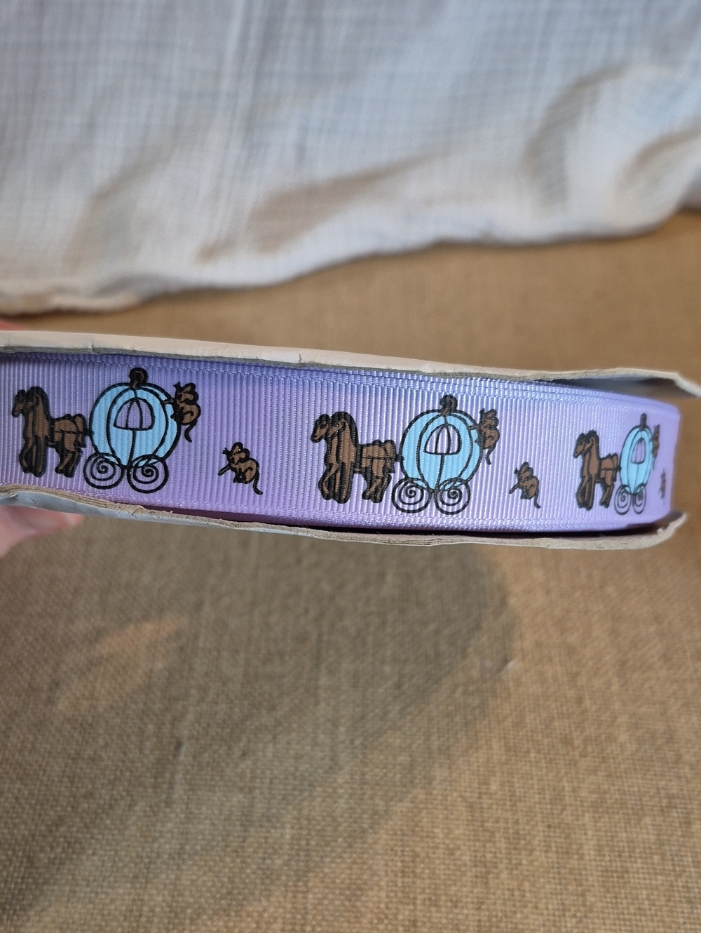 7/8"w • Lt.Orchid • Grosgrain ribbon with Cinderella Carriage • 100yards